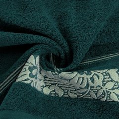 Ręcznik SYLWIA turkusowy z bordiurą w kwiaty Eurofirany - 50 x 90 cm - turkusowy 4