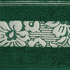 Ręcznik kąpielowy SYLWIA z bordiurą w kwiaty Eurofirany - 50 x 90 cm - ciemnozielony 7