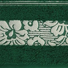 Ręcznik kąpielowy SYLWIA ciemnozielony z bordiurą w kwiaty Eurofirany - 70 x 140 cm - ciemnozielony 3