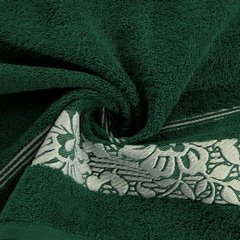 Ręcznik kąpielowy SYLWIA ciemnozielony z bordiurą w kwiaty Eurofirany - 70 x 140 cm - ciemnozielony 4