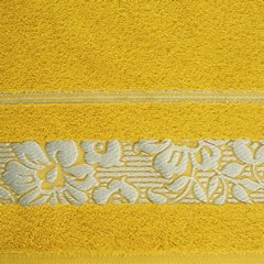 Ręcznik kąpielowy SYLWIA musztardowy z bordiurą w kwiaty Eurofirany - 70 x 140 cm - musztardowy 3
