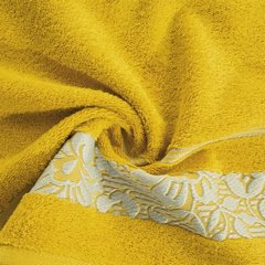 Ręcznik kąpielowy SYLWIA musztardowy z bordiurą w kwiaty Eurofirany - 70 x 140 cm - musztardowy 4