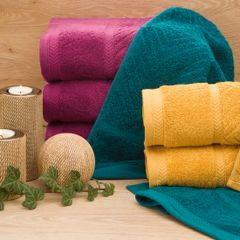 Ręcznik kąpielowy KALIA ze wzorem zygzaka Reina Line Eurofirany - 50 x 90 cm - butelkowy zielony 5