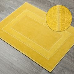 Lucy musztardowy dywan łazienkowy frotte z welurową bordiurą 60x90 cm Eurofirany - 60 x 90 cm - musztardowy 1