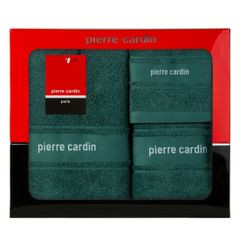NEL komplet 3 turkusowych ręczników kąpielowych w ozdobnym pudełku PIERRE CARDIN - 40 x 34 x 9 cm - ciemnoturkusowy 1