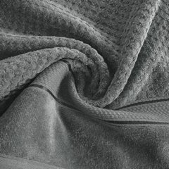 Ręcznik JESSI wytłaczany w kratkę z welwetową bordiurą Eurofirany - 30 x 50 cm - stalowy 4