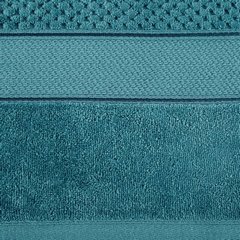 Ręcznik JESSI wytłaczany w kratkę z welwetową bordiurą Eurofirany - 30 x 50 cm - turkusowy 3