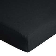 Prześcieradło JERSEY czarne z gładkiej bawełny z gumką Design 91 - 220 x 200 x 30 cm - czarny 4