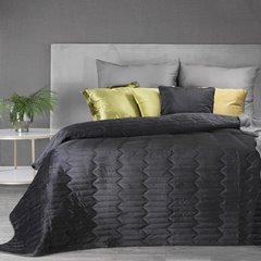 Narzuta na łóżko czarna SOFIA 1 z matowego welwetu pikowana bezszwowo 170x210 cm Eurofirany - 170 x 210 cm - czarny 1