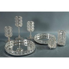 Patera dekoracyjna HANA 2 srebrna z lustrzanym spodem i kryształkami Eurofirany - ∅ 32 x 6 cm - srebrny 3