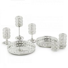Patera dekoracyjna HANA 2 srebrna z lustrzanym spodem i kryształkami Eurofirany - ∅ 32 x 6 cm - srebrny 2
