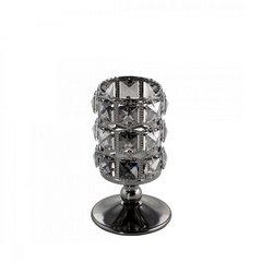 Świecznik dekoracyjny HANA 3 czarny na metalowej nodze z kryształkami Eurofirany - ∅ 10 x 18 cm - czarny 1