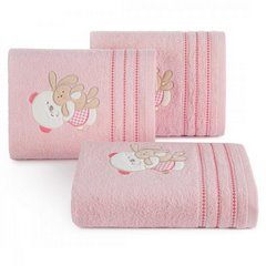 Ręcznik niemowlęcy różowy BABY 32 z kapturem i aplikacja miś 75x75 cm EUROFIRANY - 75 x 75 cm - różowy 1