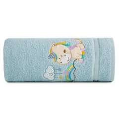 BABY 34 bawełniany ręcznik dziecięcy z kapturkiem i motywem jednorożca Eurofirany - 75 x 75 cm - niebieski 3