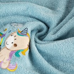 BABY 34 bawełniany ręcznik dziecięcy z kapturkiem i motywem jednorożca Eurofirany - 75 x 75 cm - niebieski 5