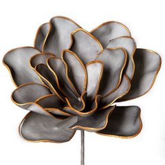 Sztuczny kwiat srebrny  FLORE 683 ze złotymi brzegami wykonany z pianki foamiran 60 cm Eurofirany - ∅ 27 x 60 cm - stalowy 1