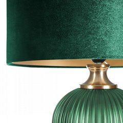 Lampa stołowa zielona NELDA z velvetowym abażurem na szklanej podstawie 41x65 cm EUROFIRANY - ∅ 41 x 65 cm - ciemnozielony 2