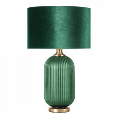 Lampa stołowa zielona NELDA z velvetowym abażurem na szklanej podstawie 41x65 cm EUROFIRANY - ∅ 41 x 65 cm - ciemnozielony 1