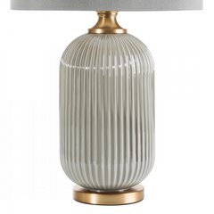 Suzi 4 srebrna lampa stojąca stołowa ze szklaną podstawą i welwetowym abażurem 41x65 cm Eurofirany - ∅ 41 x 65 cm - srebrny 3