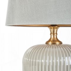 Lampa stołowa srebrna SUZI ze szklaną podstawą i velvetowym abażurem 32x57 cm EUROFIRANY - ∅ 32 x 57 cm - srebrny 2