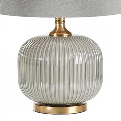 Lampa stołowa srebrna SUZI ze szklaną podstawą i velvetowym abażurem 32x57 cm EUROFIRANY - ∅ 32 x 57 cm - srebrny 3