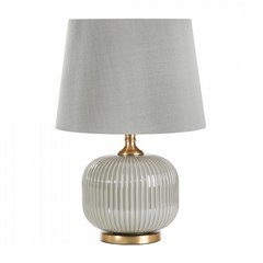 Lampa stołowa srebrna SUZI ze szklaną podstawą i velvetowym abażurem 32x57 cm EUROFIRANY - ∅ 32 x 57 cm - srebrny 1