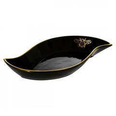 Patera dekoracyjna STELA czarna ze złotą ważką w kształcie łódki Eurofirany - 36 x 18 x 5 cm - czarny 1