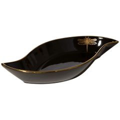 Patera dekoracyjna LORI czarna ze złotą ważką w kształcie łódki Eurofirany - 36 x 18 x 5 cm - czarny 1