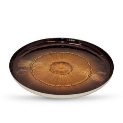 Patera dekoracyjna BONITA brązowo z efektem cieniowana szklana Eurofirany - ∅ 28 x 2 cm - brązowy 1