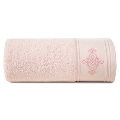 Ręcznik kąpielowy KLAS 2 z haftowanym ornamentem na bordiurze Eurofirany - 70 x 140 cm - różowy 2