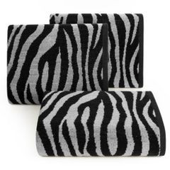 Ręcznik kąpielowy ZEBRA z bawełny z wzorem pasków zebry Eurofirany - 50 x 90 cm - czarny 1