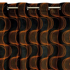 Zasłona POLA z welwetu z wzorem pionowych fal Eurofirany - 140 x 250 cm - czarny 5