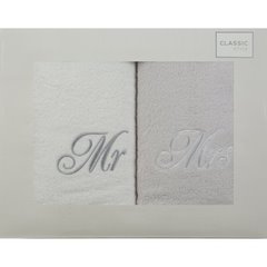 Komplet ręczników z haftem MR & MRS Eurofirany - 47 x 37 x 7 cm - biały 1