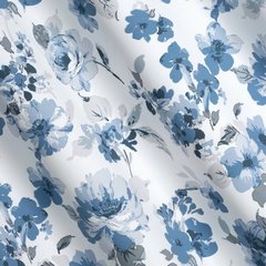 Zasłona CAREN zaciemniająca w niebieskie kwiaty Eurofirany - 140 x 250 cm - biały 2