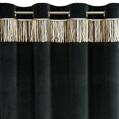 Jasper czarna matowa zasłona z welwetu zdobiona złotymi cekinami 140x250 cm na przelotkach - 140 x 250 cm - czarny 5