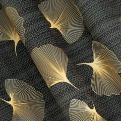 Zasłona OFELIA z welwetu w złociste liście miłorzębu Design 91 - 140 x 250 cm - grafitowy 3