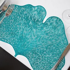 Podkładka na stół turkusowa GINKO w kształcie liścia miłorzębu Eurofirany - 30 x 45 cm - turkusowy 2