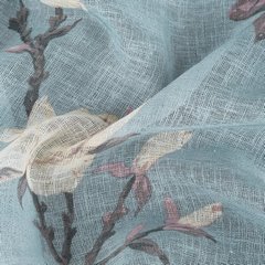 Dekoracja okienna LUNA z etaminy w kwiaty magnolii Eurofirany - 140 x 250 cm - szary 4