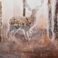 Obraz  BACKWOODS brązowy ręcznie malowany na płótnie jesienny pejzaż Eurofirany - 100 x 60 cm - brązowy 2