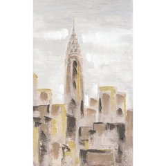 Obraz CITY złoty ręcznie malowany na płótnie widok miasta Eurofirany - 60 x 100 cm - złoty 1