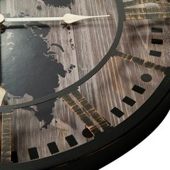 Okrągły zegar ścienny z mapą świata na cyferblacie Eurofirany - 60 x 5 x 60 cm - czarny 4