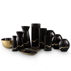 Misa ceramiczna EBRU czarna ze złotym wnętrzem Eurofirany - ∅ 35 x 8 cm - czarny 2