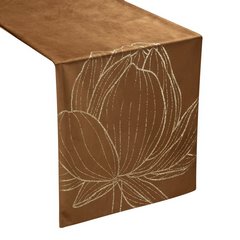 Bieżnik brązowy BLINK 12 z welwetu z metalicznym wzorem kwiatowym Eurofirany - 35 x 180 cm - brązowy 1