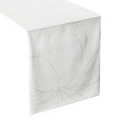 Bieżnik biały BLINK 12 z welwetu z metalicznym wzorem kwiatowym Eurofirany - 35 x 180 cm - biały 1