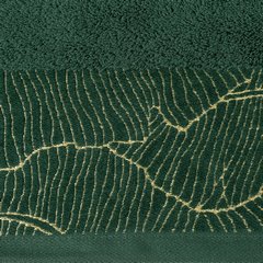 Ręcznik METALIC z błyszczącymi liśćmi na bordiurze Eurofirany - 30 x 50 cm - butelkowy zielony 3