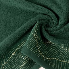 Ręcznik METALIC z błyszczącymi liśćmi na bordiurze Eurofirany - 30 x 50 cm - butelkowy zielony 4