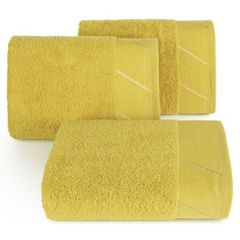 EVITA bawełniany ręcznik kąpielowy z błyszczącą bordiurą Eurofirany - 50 x 90 cm - musztardowy 1