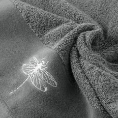 Ręcznik kąpielowy LORI 1 z haftem ważki na bordiurze Eurofirany - 50 x 90 cm - stalowy 4