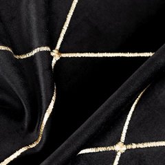 Zasłona MARGO z francuskiego welwetu haftowana w duże karo Pierre Cardin Eurofirany - 140 x 250 cm - czarny 4