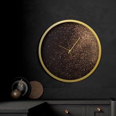 Zegar ścienny w stylu nowoczesnym zdobiony złotym brokatem Eurofirany - 60 x 5 x 60 cm - czarny 5
